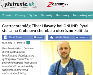 Gastroenterológ Tibor Hlavatý bol ONLINE: Pýtali ste sa na&nbsp;Crohnovu chorobu a&nbsp;ulceróznu kolitídu